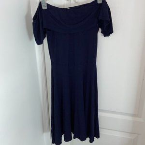 Blue dress off the shoulder